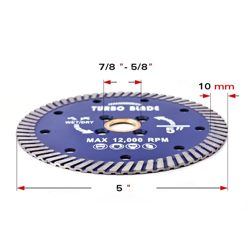 OSCEH 5" Diamond Turbo Blade Granite Blade for Granite Marble Porcelain Tile Wet/Dry Cutting - Image 4